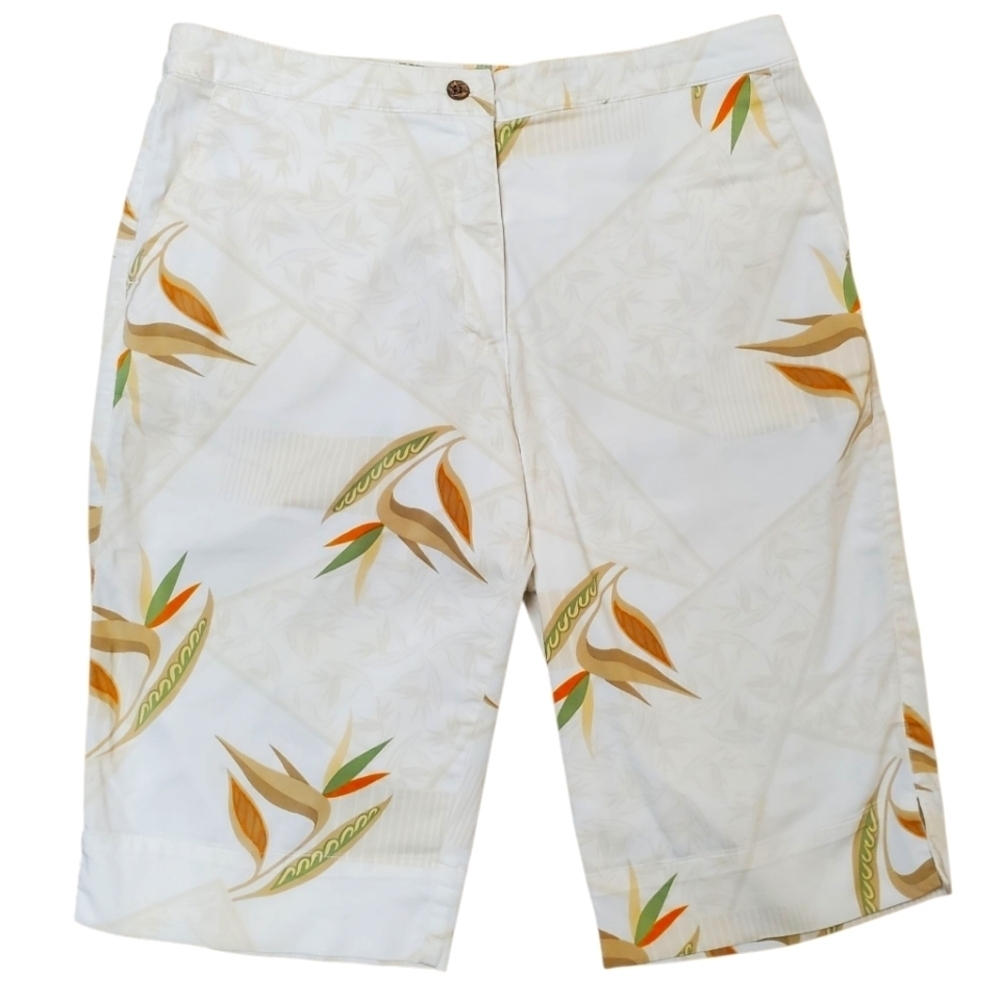 Banana Bay Cream and Tan Bermuda Shorts. Women's LG. #302